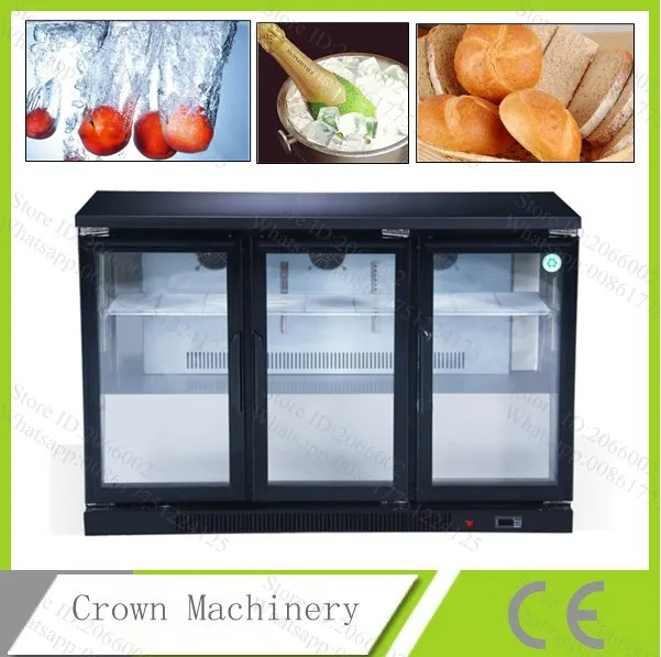 

330L push and pull glass door air cooling freezer refrigerator display case; 3 Bar counter/frige