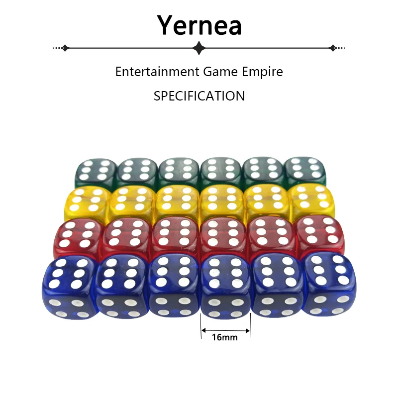 Акриловые кости Yernea 24 шт. прозрачный цвет 16 мм набор белых костей круглый угол