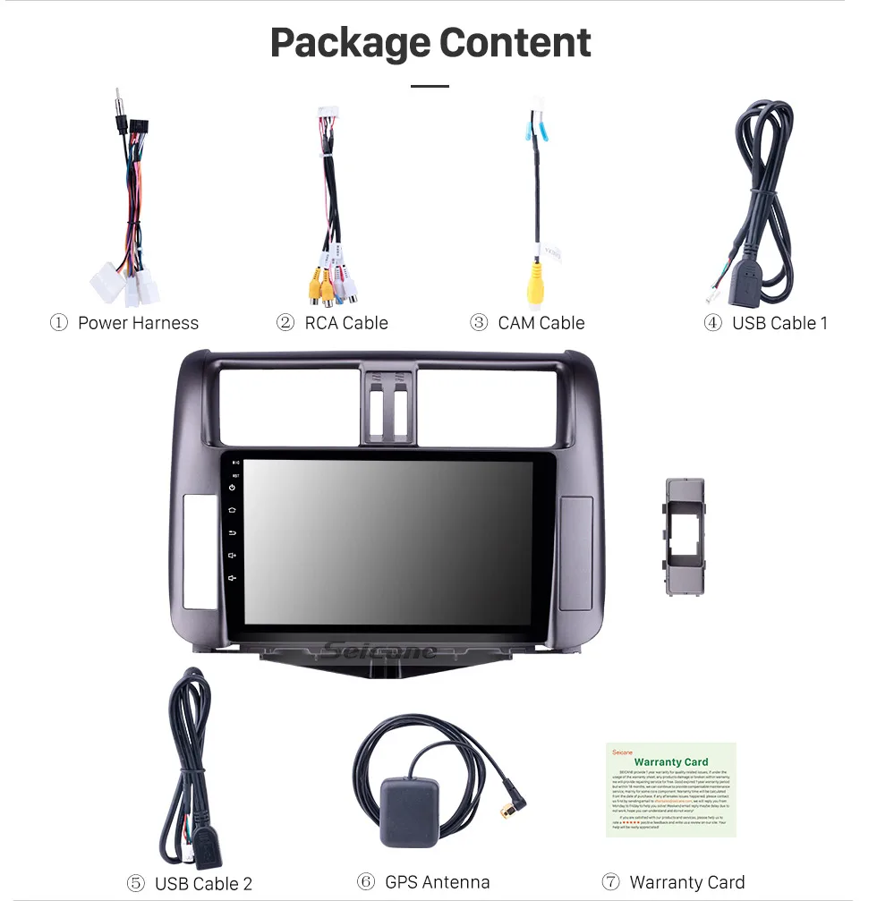 Discount Seicane Android 8.1 9 inch Car Multimedia player For Toyota Prado 150 2010 2011 2012 2013 2din GPS Navigation support AUX USB 15