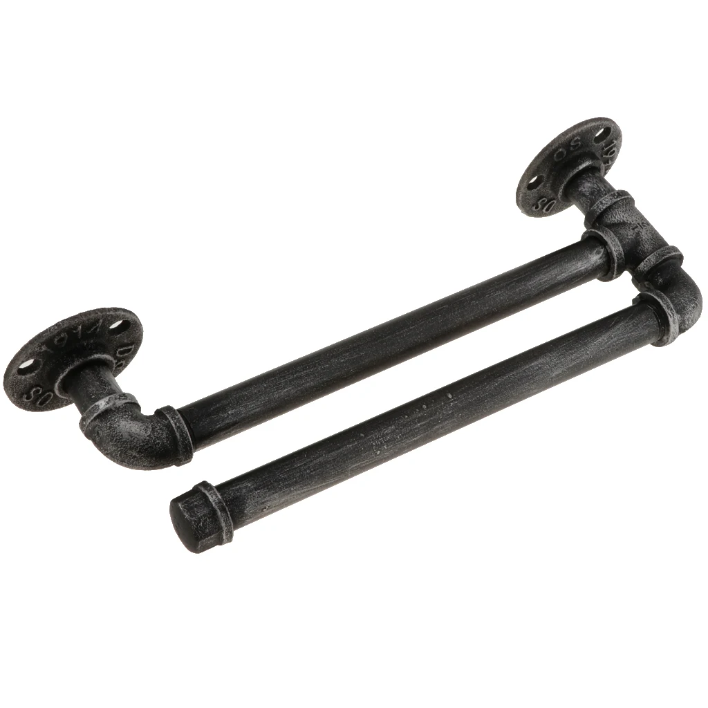 Industrial Style Black Towel bar Stemware Glass Rack Holder Rail Under Cabinet Wall Shelf Hanger 3-4Pcs Glasses Holder Hanger 