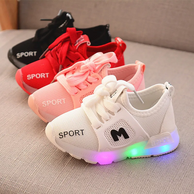 

LED lights breathable summer baby casual shoes kids sneakers glowing boys and girls fashion shoes non-slip soft running shoes
