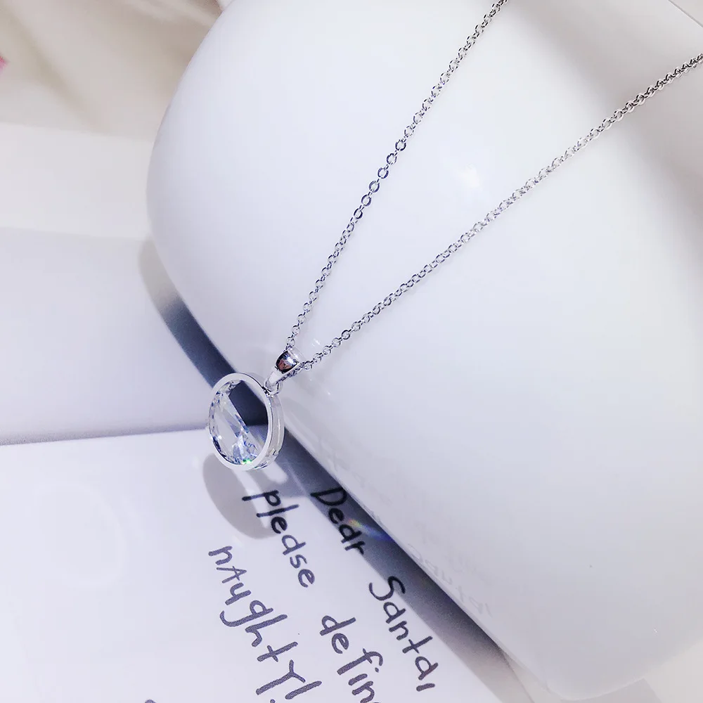 Романтическое ожерелье с кубическим кулоном, романтическая круглая подвеска, циркониевое ожерелье для женщин, подарок, модные вечерние ювелирные изделия