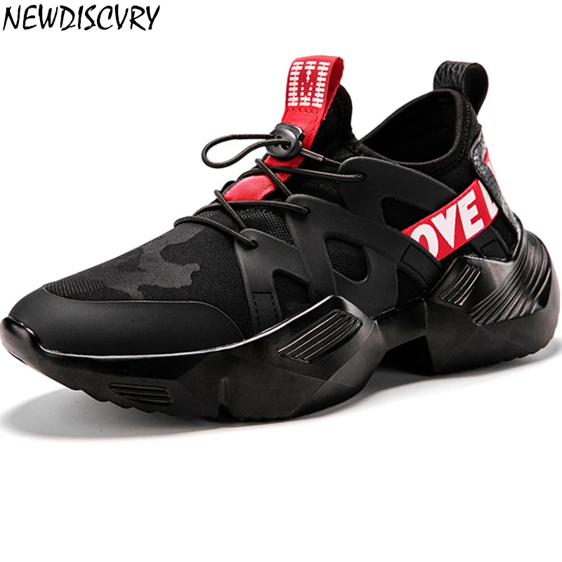 

NEWDISCVRY Ultra Light Men's Sneakers Breathable Boosts 2019 Fashion Fly Knit Men Chunky Trainers Man Casual Shoes Black White