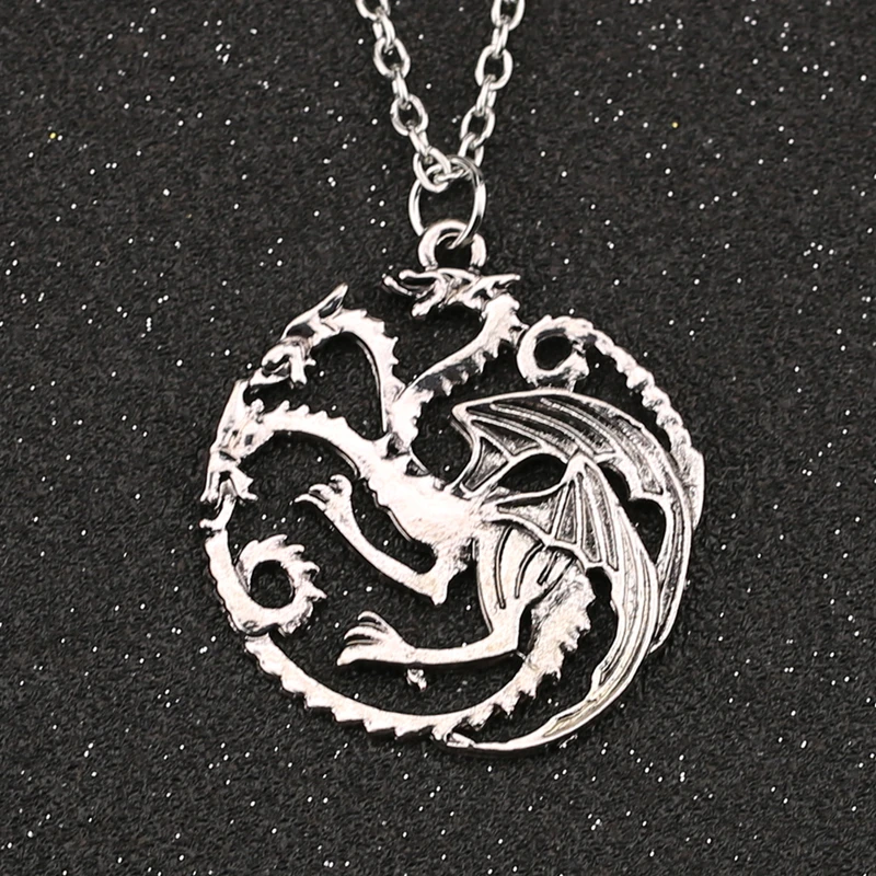 

Game Of Thrones Dragon Necklace Song Of Ice And Fire Vintage Targaryen Antique Silver Pendant Vintage Movie Jewelry Wholesale