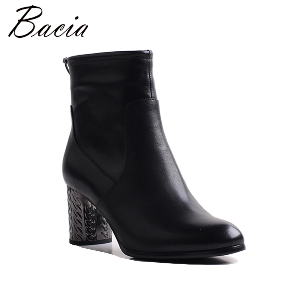 Bacia Woman Fashion Genuine Leather Motorcycle Ankle Boots Female Lace Up Low Heels Platform Comfortable Autumn Shoes MWB011 yaerni woman fashion genuine leather motorcycle ankle boots female lace up low heels platform comfortable spring autumn shoes