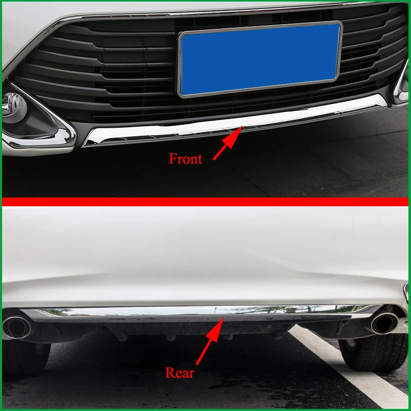 

FOR Toyota Camry V55 2015 2016 ABS Chrome Decorative Rear Or Front Bumper Trim Bezel Cover Strip Sticker Car-styling Auto Parts