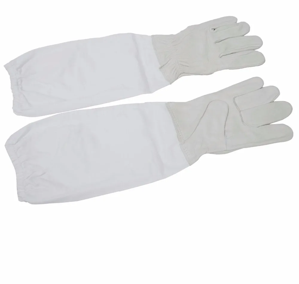 1 Pair Vented Long Sleeves Beekeeping Protective Gloves Guard Long Gloves White