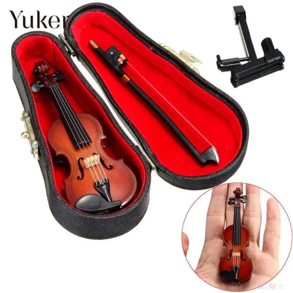 VIOLIN Miniature 7" Long Wood With Case & Stand Great Music Gift Brand NEW 
