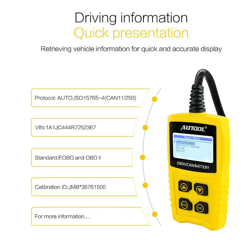 OBD2 12 В кодовый тестер батареи для OBDII EOBD CAN Автомобильный сканер автомобильный