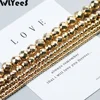 WLYeeS Faceted Round Hematite beads 14 Gold plating natural stone 2 4 6 8 10mm charm Loose Beads for Jewelry Bracelet Making DIY ► Photo 1/6