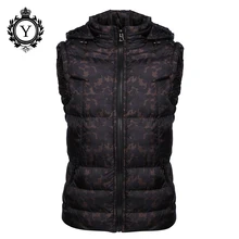 COUTUDI, Мужская одежда, зимний жилет, куртки, черная камуфляжная Толстовка без рукавов, куртка, пальто, теплый хлопковый пуховый жилет с принтом, пальто