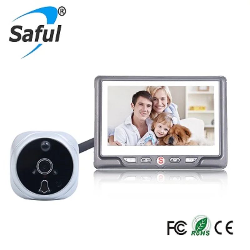 Saful HD 4," цветной экран 3X Цифровой зум визуальный монитор дверная камера 1.3MP 32 кольца с умный дверной глазок видео глаз - Цвет: Silver