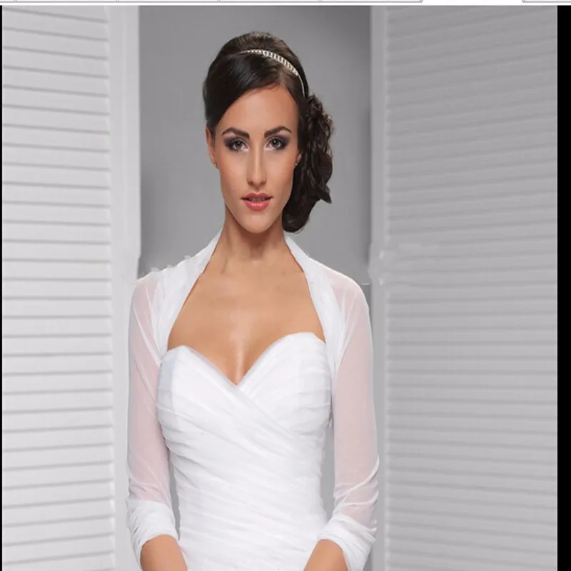 2019 Для женщин свадебное болеро с рукавами 3/4 элегантный белый тюль простой плюс Размеры Boho Свадебный жакет, Болеро Аксессуары на заказ