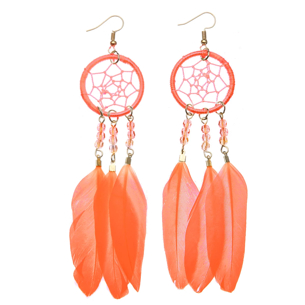 Dream Catcher Hook Earrings Feather Gypsy Chic Colorful Earrings  Long Tassel Drop Dangle Earring Trendy Female Boho Jewelry