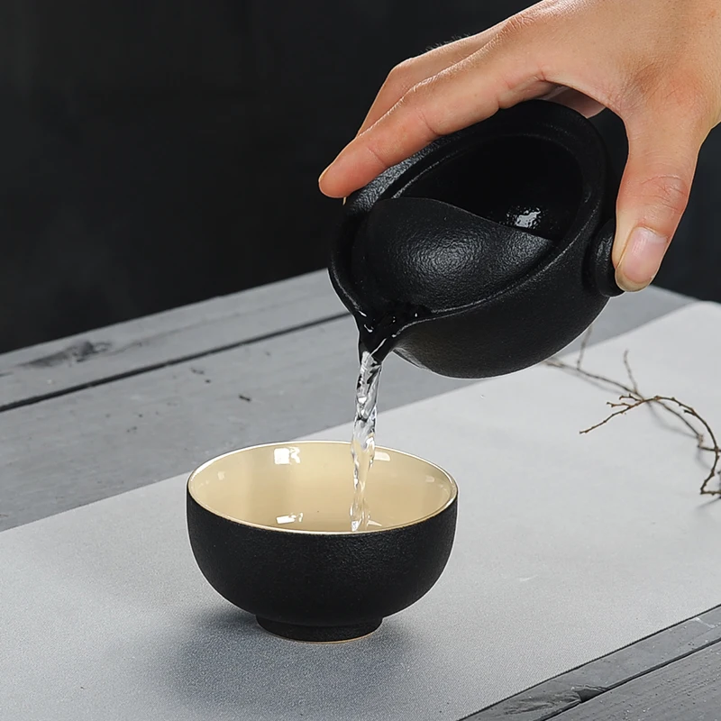 Purple Clay TeaPot Tea Cup Gaiwan,Portable Travel Tea Set,Traditional Purple Clay Set Grit pottery quik cup