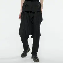 27-46 новая мужская одежда стилист волос мода Улица низкая промежность ремень комбинезон комбинезоны большого размера певица костюмы