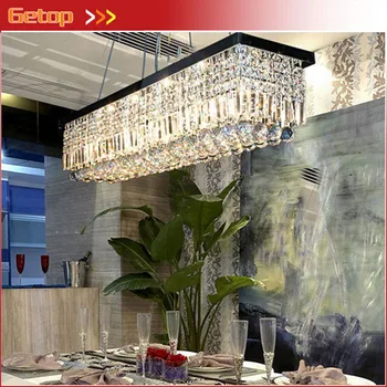 

High Quality Crystal Chandeliers Rectangle K9 Crystal Ceiling Lamp Lighting Fixtures E14 Modern Restaurant LED Lighting