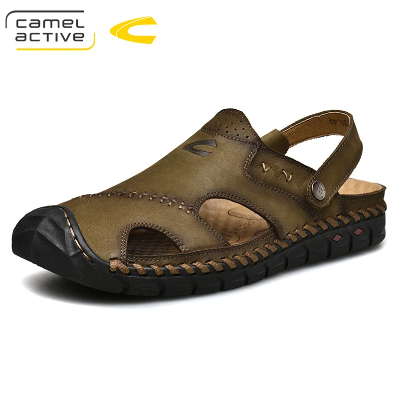 Хаки Camel Active/ г. Новые летние мужские сандалии мужская обувь из натуральной кожи мягкие деловые мужские обычные пляжные сандалии мужская обувь двойного назначения - Цвет: Хаки