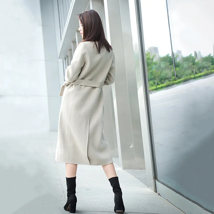 Femelle Occasionnel Manteaux cou Fh018ct019 Cachemire Long Femmes 2018 D'o Manteau Laine Saphir Nouveau Pardessus De Grand Hiver Automne Solide q3AL4j5R