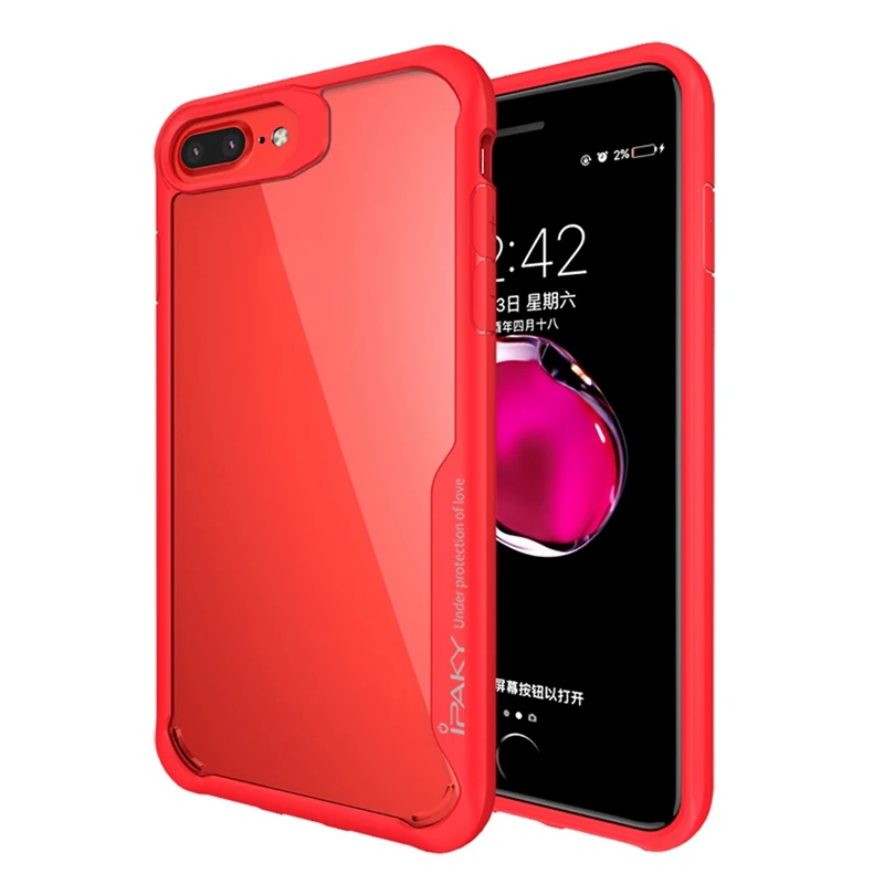 IPAKY сверхпрочный противоударный чехол Csse для Iphone 7 8 Plus, роскошные прозрачные силиконовые бронированные чехлы для телефонов Iphone X XS Max XR - Цвет: Red