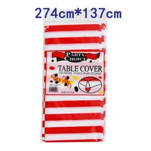 1pcs/pack Red and white Stripe Theme Happy Birthday Party Tablecloth Decoration Baby Shower Kids Favors Table Cover 274*137CM