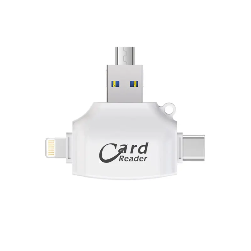 4-в-1 USB OTG кард-ридер для TF/SD/отделение для карт, в которое можно лампа с регулируемой яркостью/Тип-c/Micro USB/USB 2,0 для телефона ПК портативный компьютер