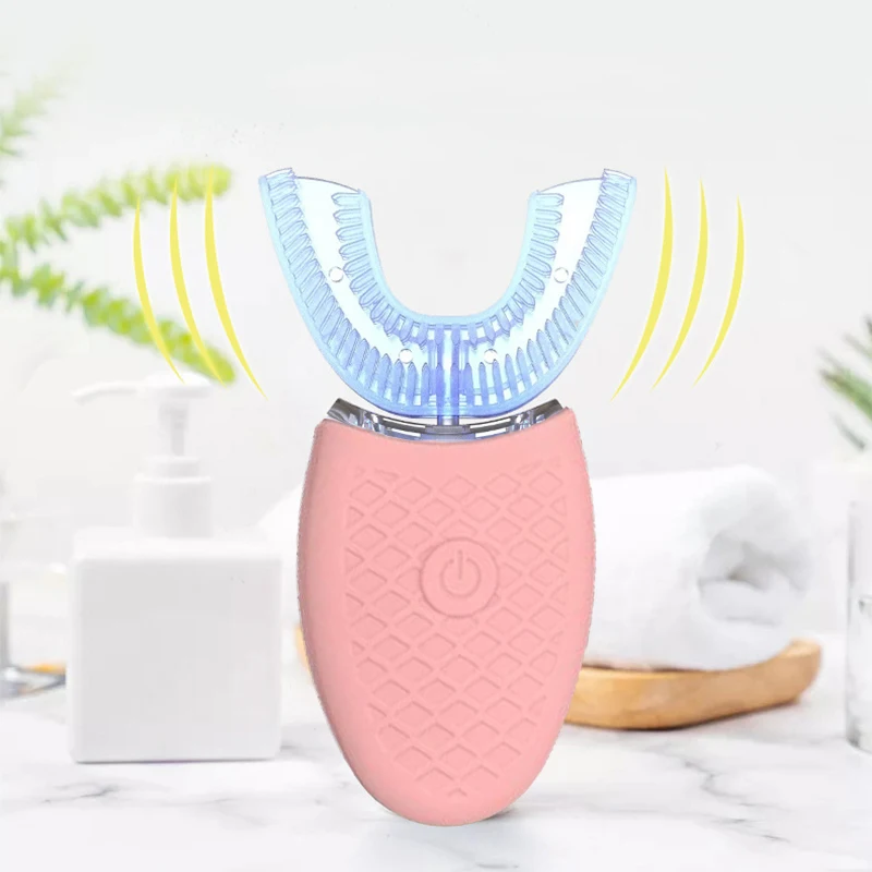 360 U Type Automatic Electric Toothbrush Blue Light Whiten Teeth High
