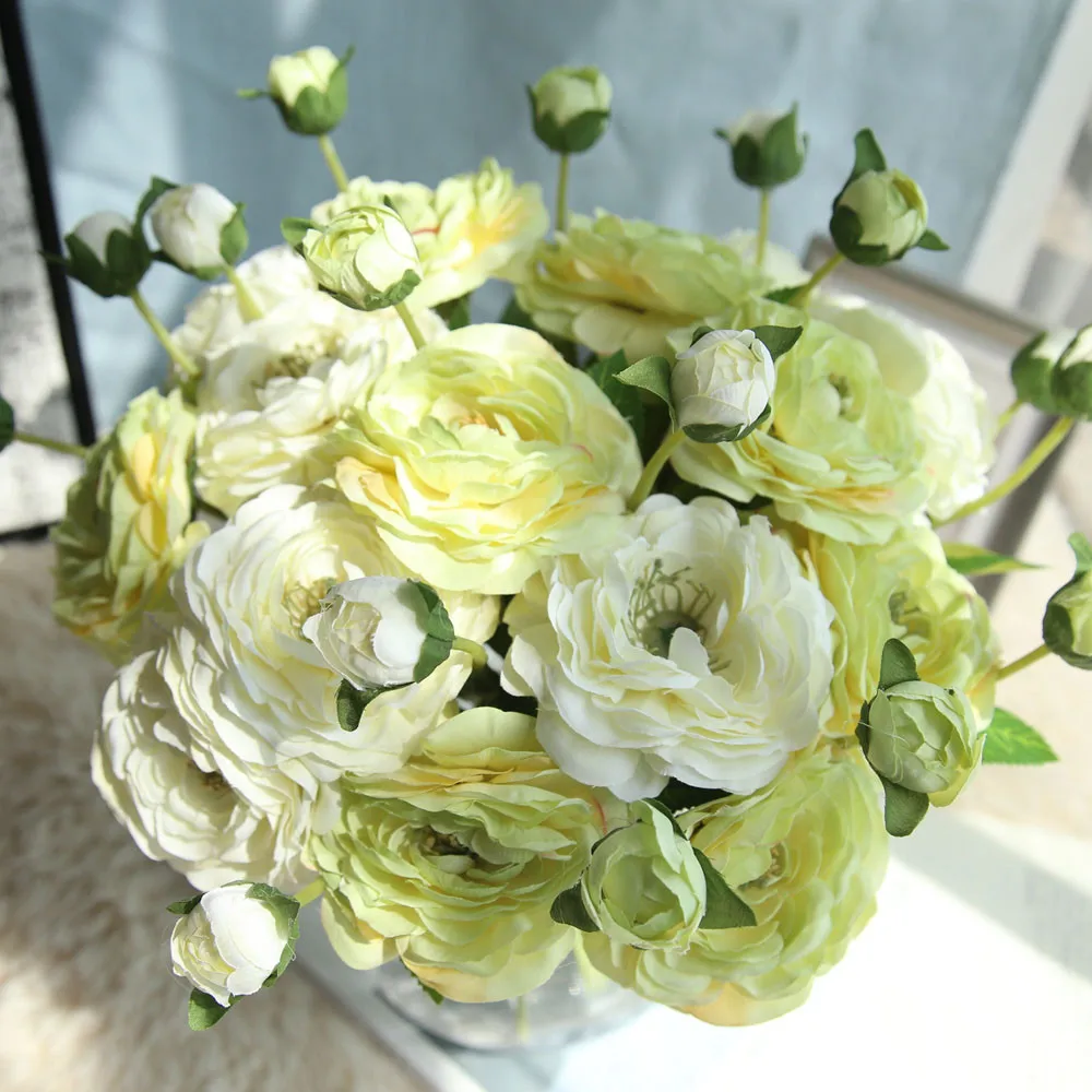 

bundle Silk tea roses Bride bouquet for Christmas home wedding new Year decoration fake plants artificial flowers Decor 312Z