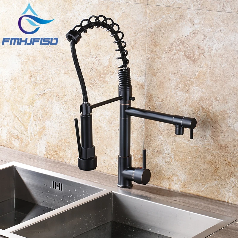 Newly Product Kitchen Spring Mixer Faucet with Black Sprayer Single Handle Single Hole Water Taps
