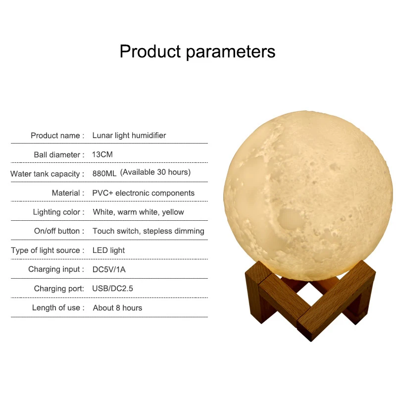 New-880ML-Moon-Lamp-light-Air-Humidifier-Ultrasonic-Diffuser-Aroma-Essential-Oil-USB-7Color-LED-Night