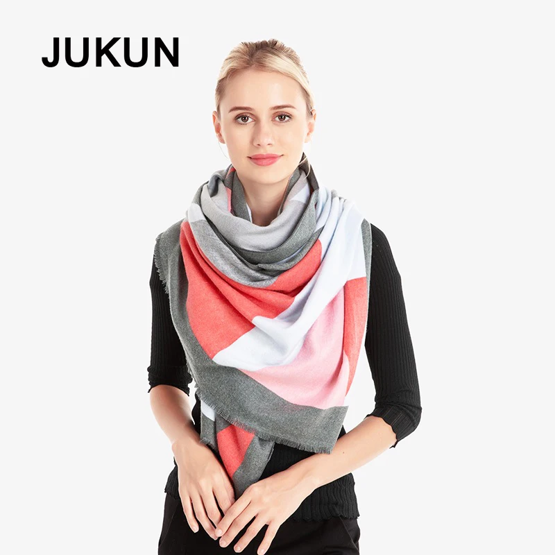 

Winter warm scarves imitation cashmere scarf high quality wool shawl shawl geometric lattice scarf support drop shipping