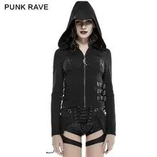 Панк рок готический с капюшоном винтажная шнуровка Черная Куртка Мода Kera стимпанк пальто Y662