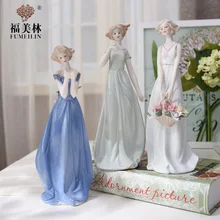ceramic sister girls lady figurines home decor crafts room decoration handicraft ornament porcelain figurines vintage statue
