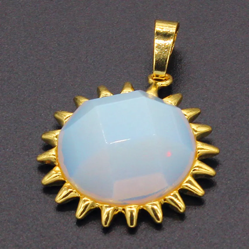 

Kraft-beads Light Yellow Gold Color Sun Flower Pendant For Party Gift Opalite Opal Jewelry