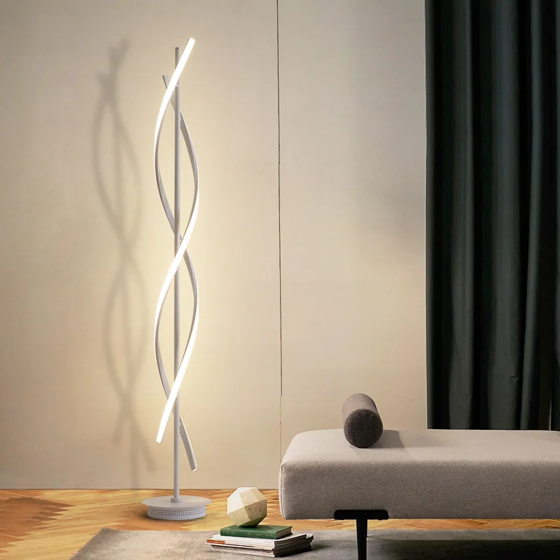 Us 128 52 30 Off Nordic Style Led Spiral Floor Lamp Bedroom Decor Lights Vertical Floor Lamp Standing Lamps For Living Room Lampara De Pie Led In