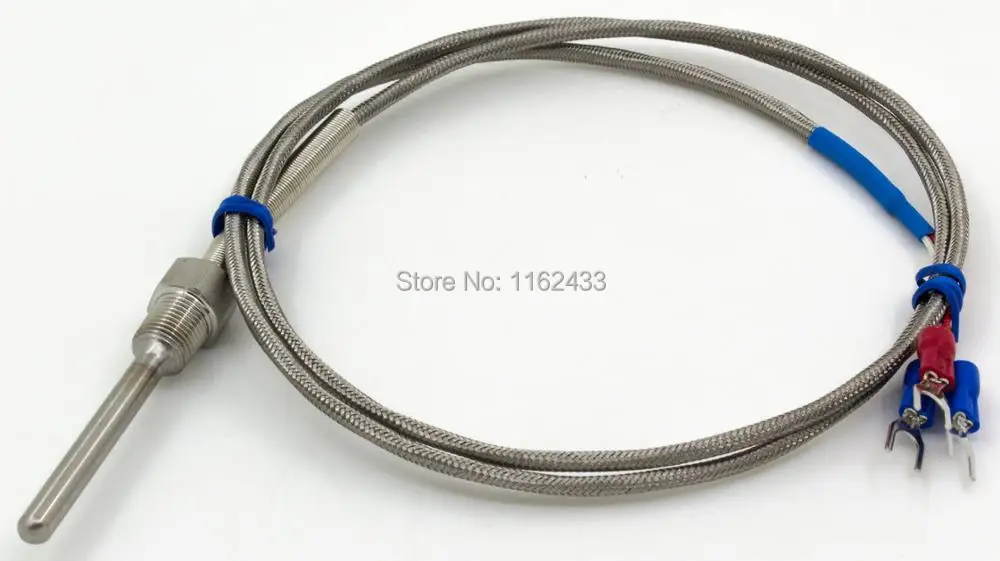 

FTARP09 PT100 type 1m metal braided cable 30mm probe head RTD temperature sensor 1/8 1/4 3/8 1/2 3/4 inch thread