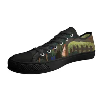 

Breathable Men Casual Fashion Shoes Nature and Animals Painting Art Print Shoes Low top Black Canvas Vulcanized Classic Shoes