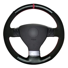 Черная замшевая крышка рулевого колеса из углеродного волокна для Volkswagen Golf 5 Mk5 VW Passat B6 Jetta 5 Mk5 Tiguan 2007-2011