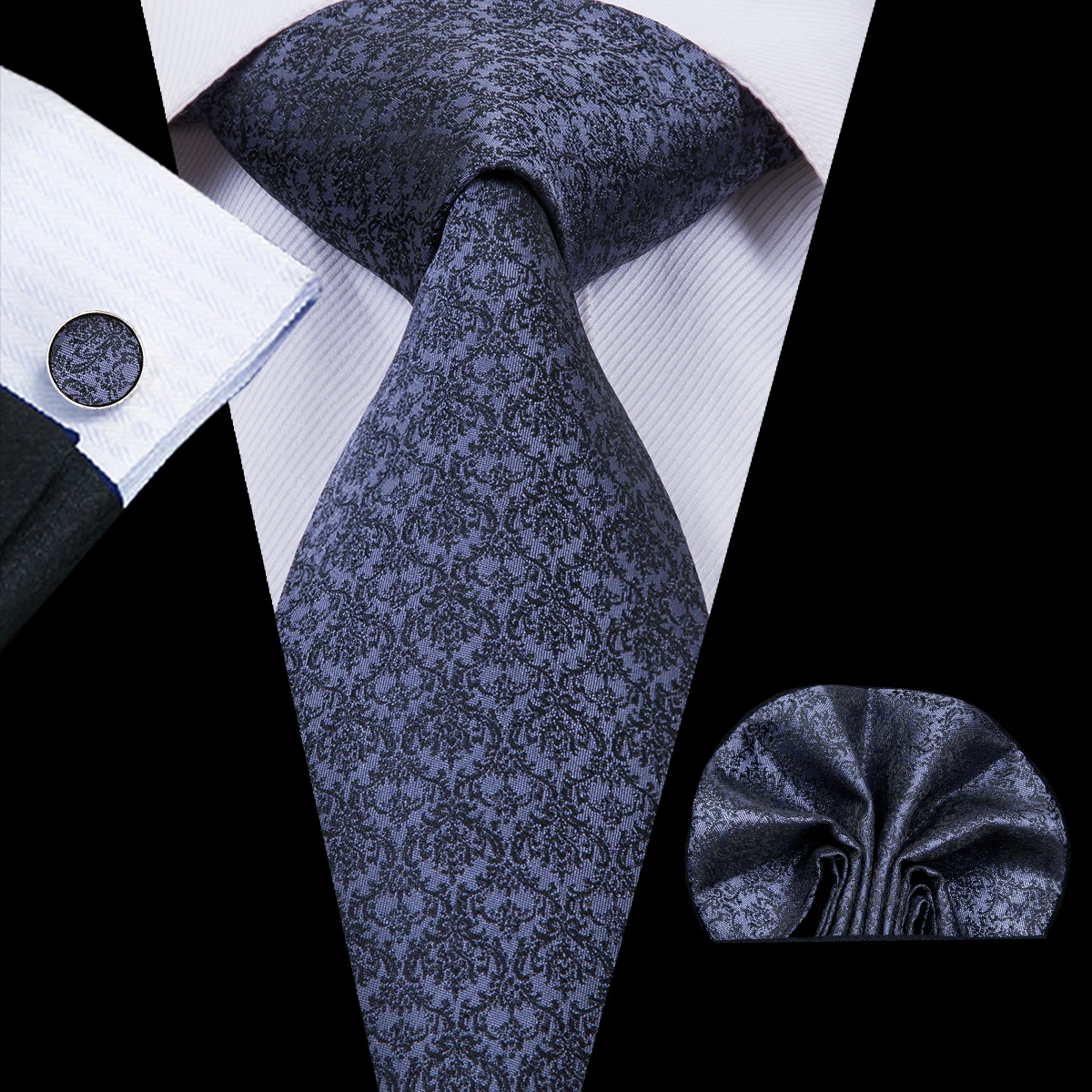 Hi-Tie, Новое поступление, Цветочные Галстуки для мужчин, черный шелковый галстук и карманный квадратный набор, мужские галстуки, модные галстуки Corbatas Para Hombre SN-3030