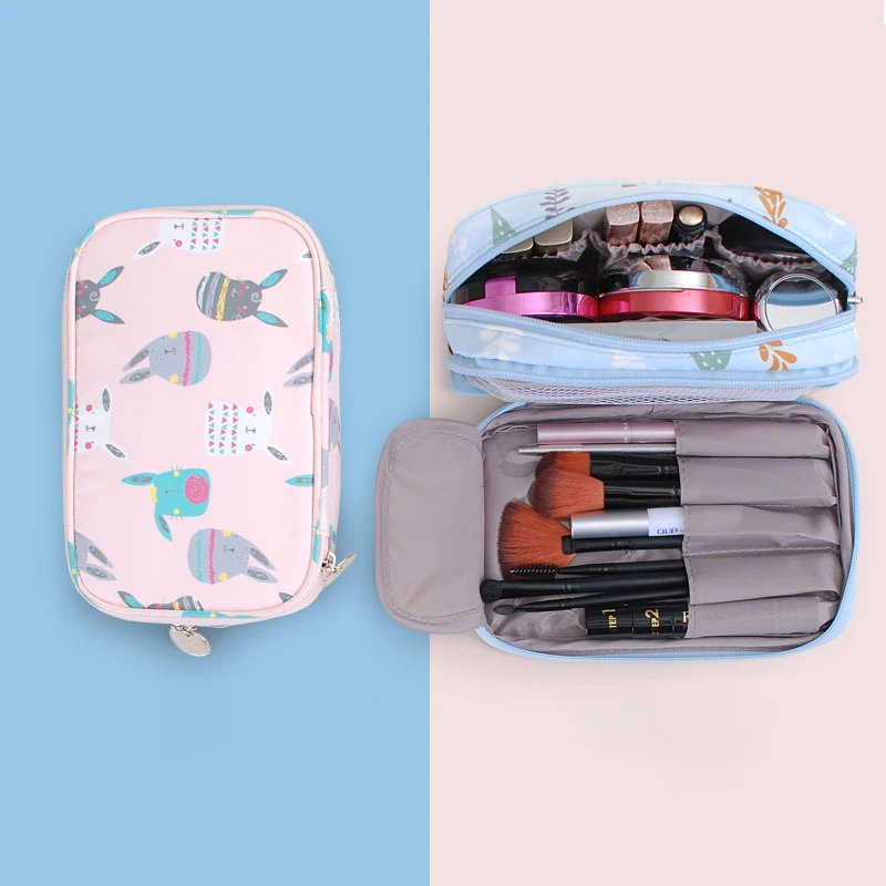  Cute Makeup Bags Lady's Nylon Waterproof Cosmetics Pouch Travel Women's Beauty Lipstick Storage Org