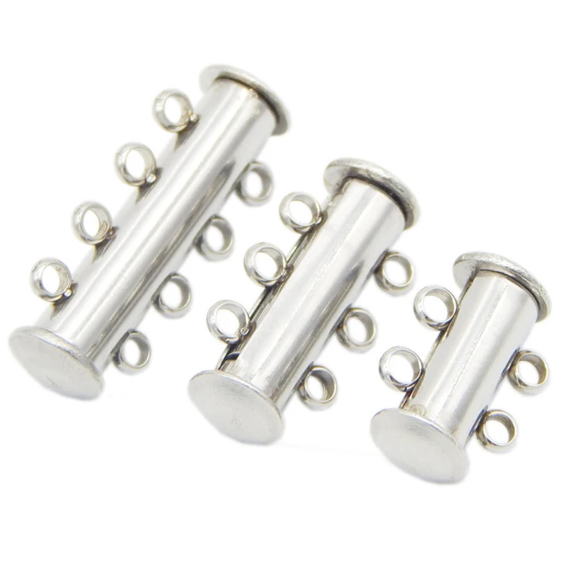 2/3/4 Strands Hole Stainless Steel Slide Clasps For Leather cord DIY
