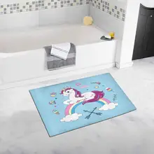 Единороги на голубой коврик для ванной мягкие коврики для ванной нескользящие резиновые 20 Вт X 32 л дюймов