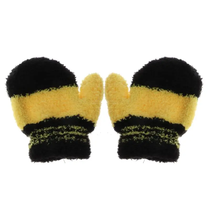 Милая одежда для детей и малышей, теплые зимние перчатки для мальчиков и девочек, вязаные радужные варежки для малышей, хороший подарок - Цвет: Цвет: желтый
