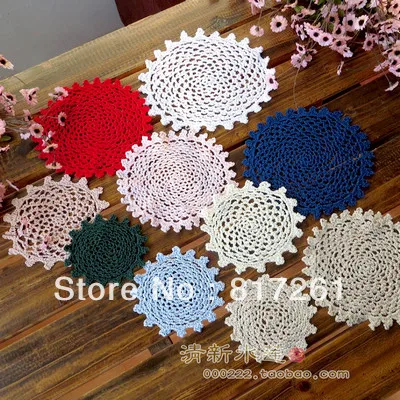 Китайский традиционный ручной работы крючком doily 11 см 12 шт вязаный круглый коврик для посуды подкладка для кофейного столика цветочного дизайна