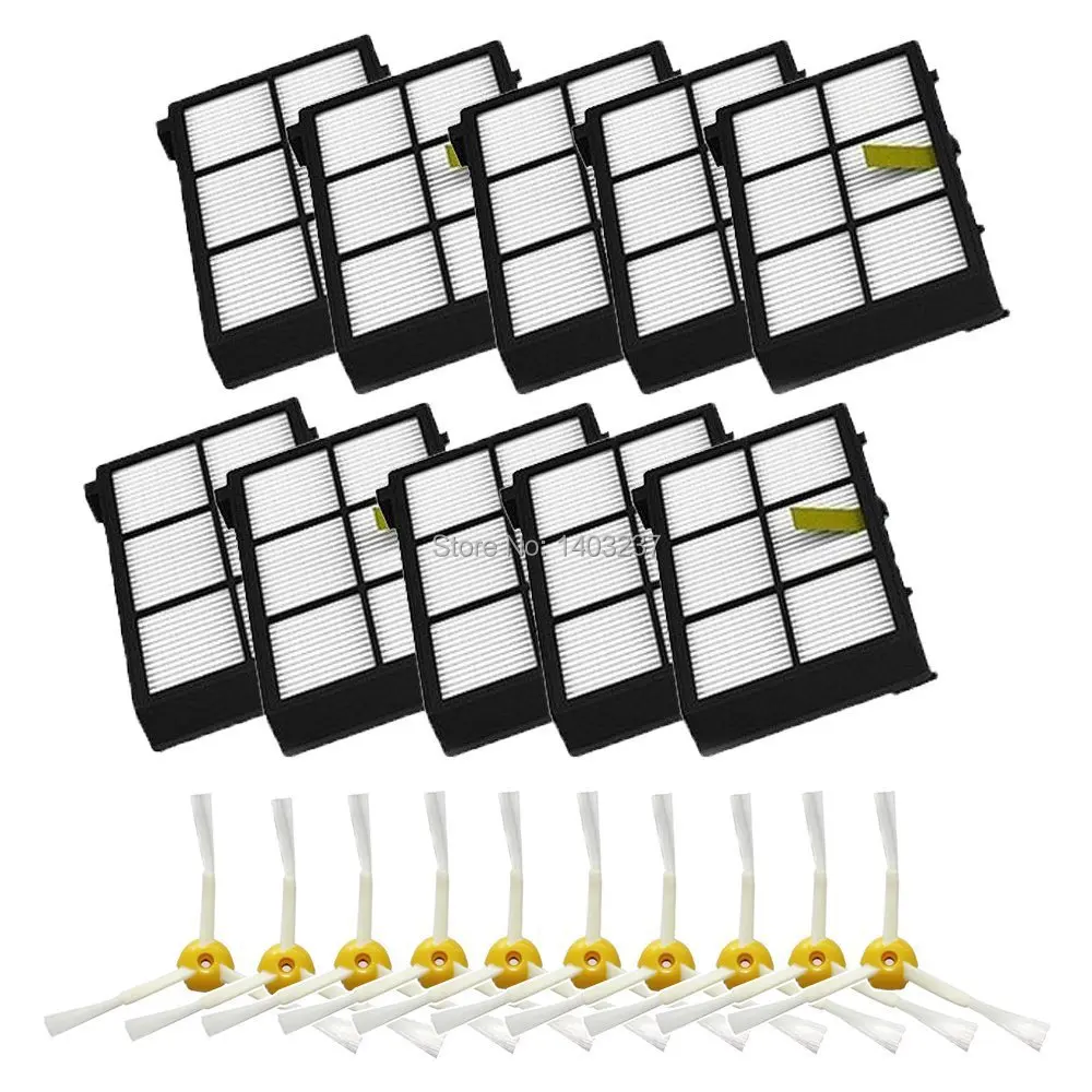 

10 pack HEPA Filter 3-armed side brush For iRobot Roomba 800 series 870 880 900 series 980 Vacuum Cleaning Robotic Accessory