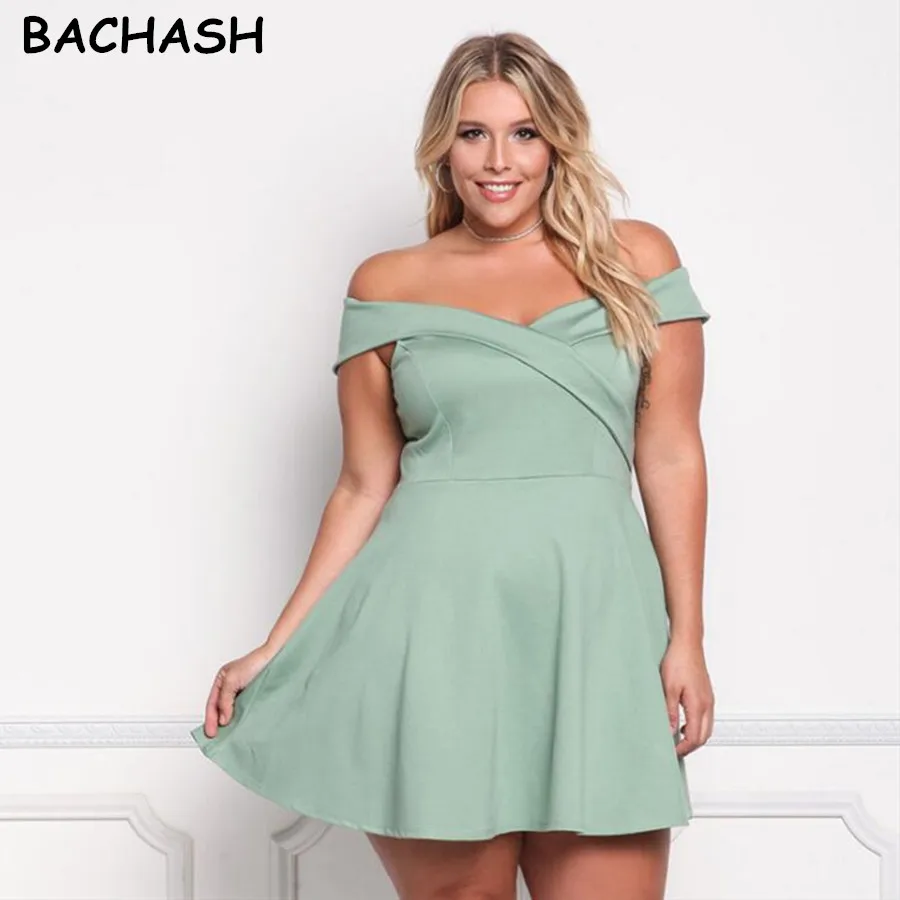 

BACHASH Sexy Club Party Dresses Bodycon Dress 2019 Sexy Bandage Plus Size Women Clothing Big Size Vestidos A-Line Solid Dress