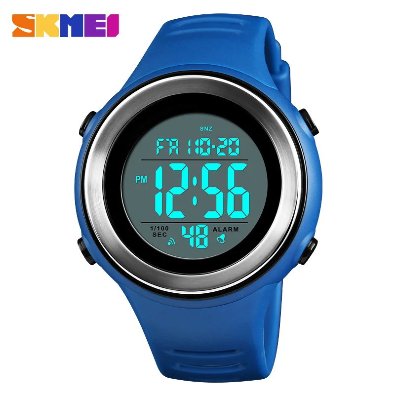 Мужские спортивные часы SKMEI, водонепроницаемые, с обратным отсчетом, светодиодный, цифровые часы, для улицы, в Военном Стиле, стальной чехол, мужские часы, Relogio Masculino - Цвет: Blue