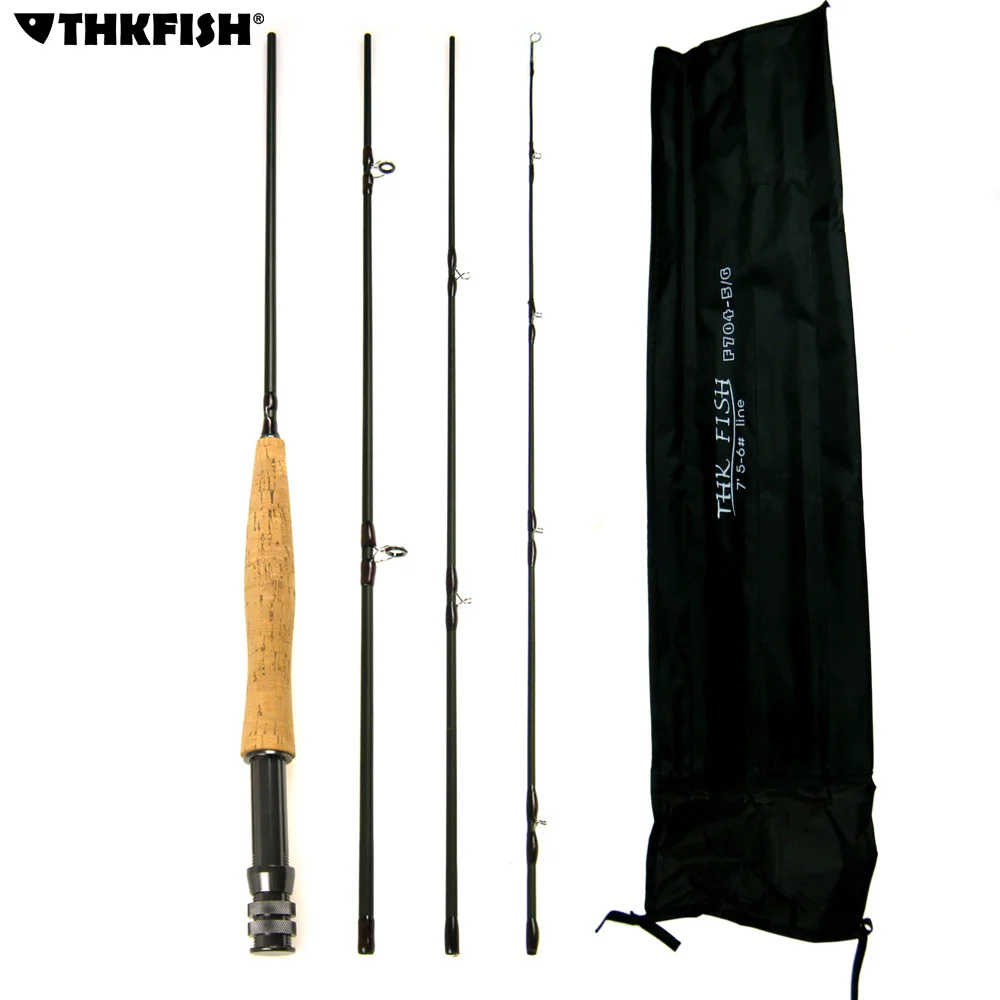 

THKFISH 9ft 2.7M Fly Fishing Rod 4 Section #5~#6 Graphite Fly Fishing Rod 4-Piece Lightweight Portable Carbon Fiber Fishing Pole