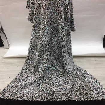 

Madison High Quality Sequins Velvet Lace Fabric 2019 Embroidered Tulle Trim Heavy Lace Fabric For Dresses Wedding