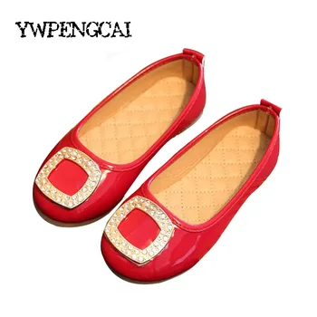 

All Sizes 21-36 Metal Square Baby Girl Shoes Spring Summer Single Flat Princess Shoes Solild Color Party Girls Shoes